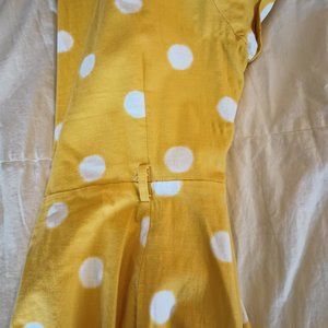 Collectif/Modcloth Caterina swing dress yellow and white dot size 16